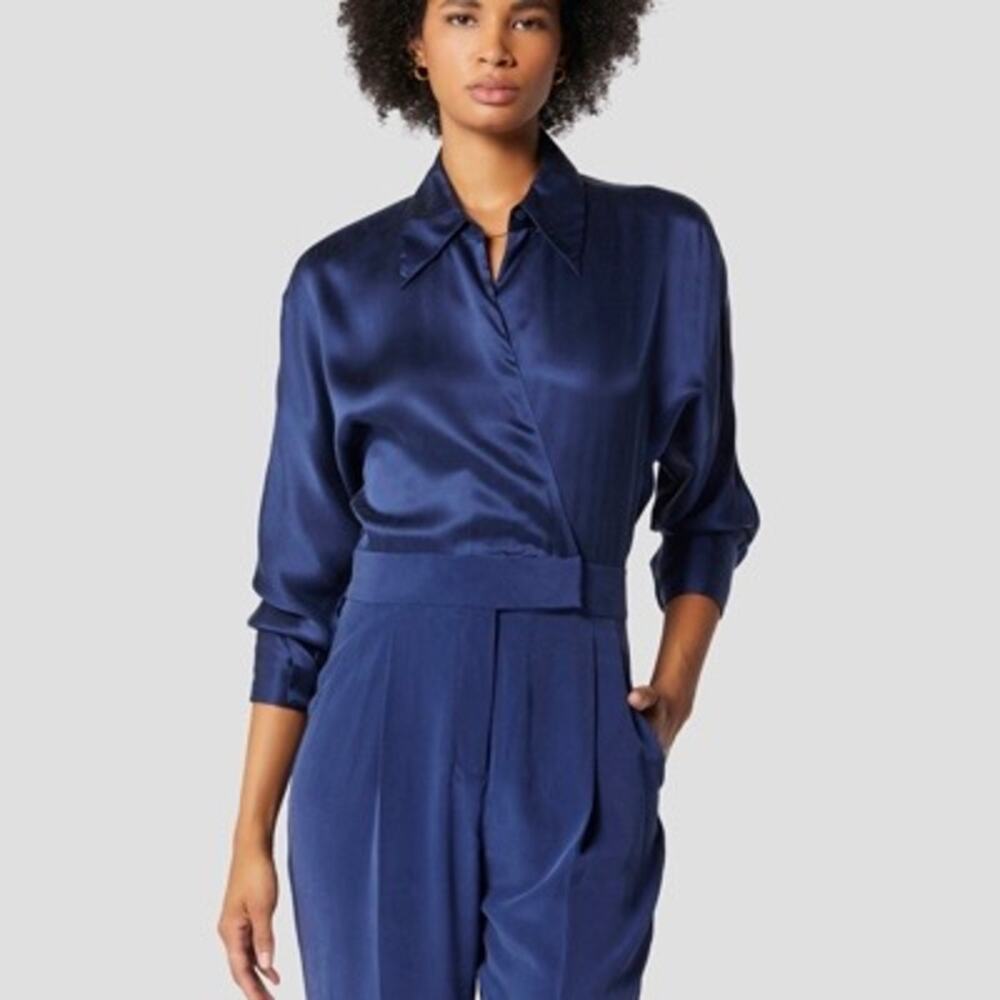 Equipment Femme Jumpsuit Carlens in Medieval Blue 100% Silk Size 10 - Picture 2 of 10